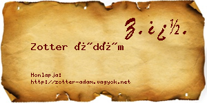 Zotter Ádám névjegykártya